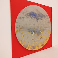 水映富士雲中遊鯉図